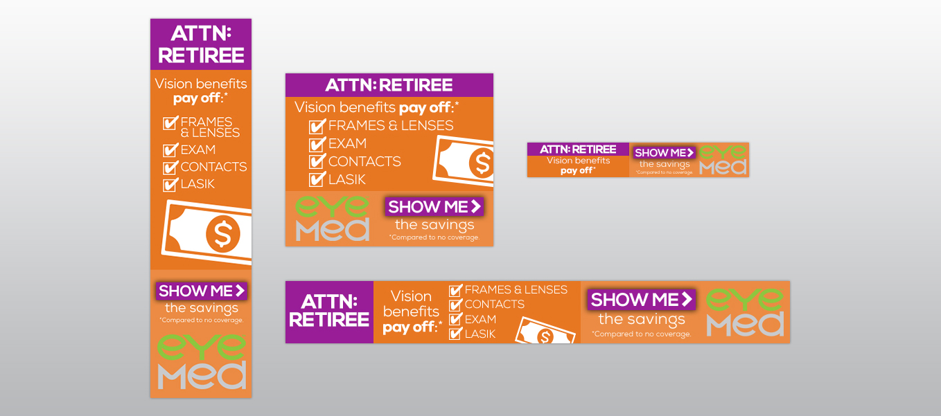 EyeMed retiree campaign banner ad creative